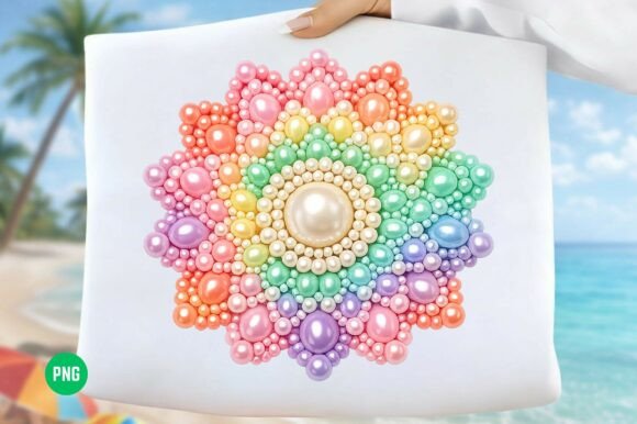 Download Beaded Flower PNG Pastel Rainbow Design - Design Collection
