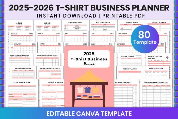 Download 2025-2026 T-Shirt Business Planner Canva - Business Collection