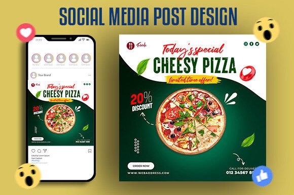Download Food Menu and Cheese Pizza Post Design - Design Collection