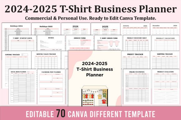 Download 2024-25 T-Shirt Business Planner Canva - Business Collection