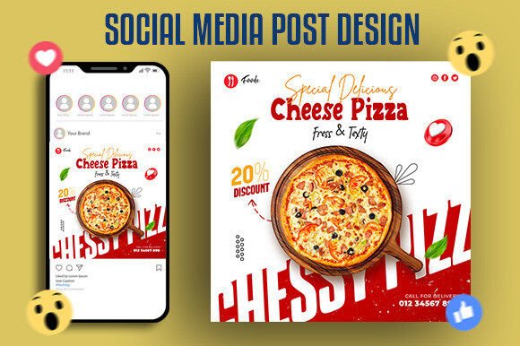 Download Food Menu and Cheese Pizza Post Design - Design Collection