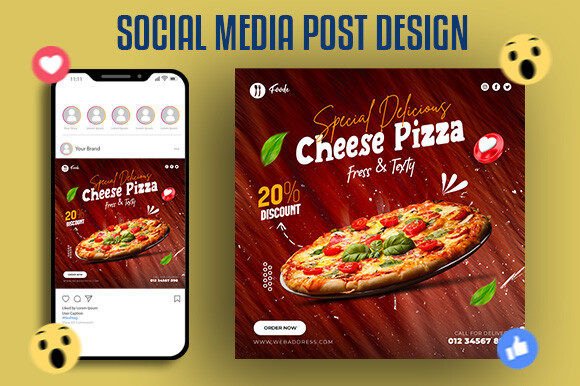 Download Food Menu and Cheese Pizza Post Design - Design Collection