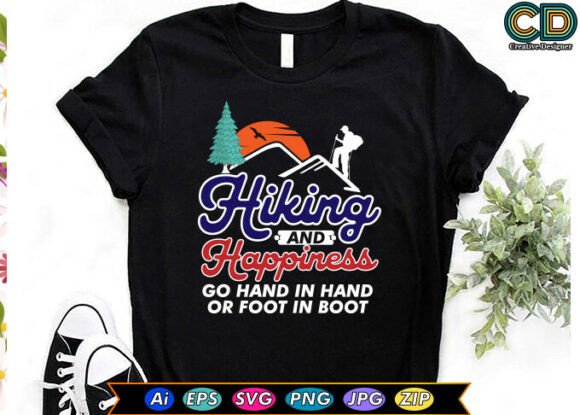 Download HIKING and HAPPINESS T-shirt Designs - Design Collection