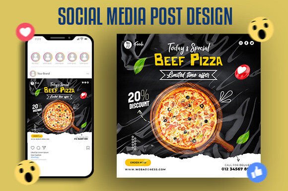 Download Food Menu and Cheese Pizza Post Design - Design Collection