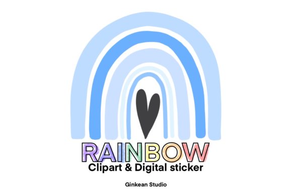 Download Blue Rainbow Clipart, Digital Sticker - Premium Resources
