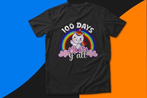Download 100 Days Y'all Unicorn Rainbow Design - Design Collection