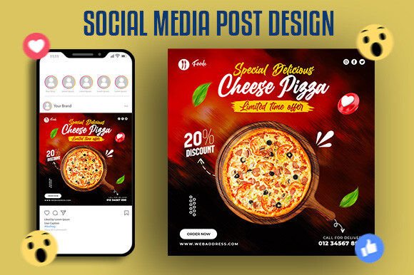 Download Food Menu and Cheese Pizza Post Design - Design Collection