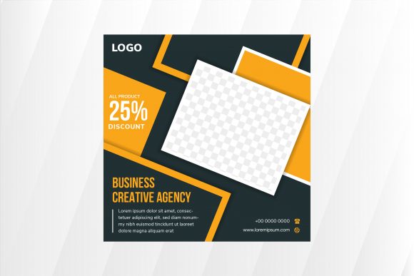 Download Yellow Dark Blue Square Banner Business - Business Collection