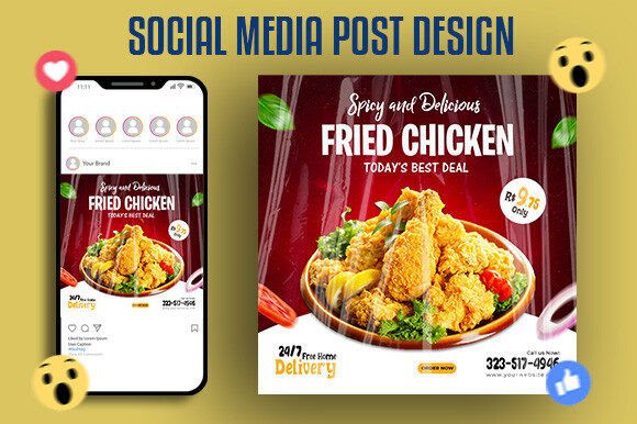 Download Delicious Fried Chicken Post Design - Design Collection