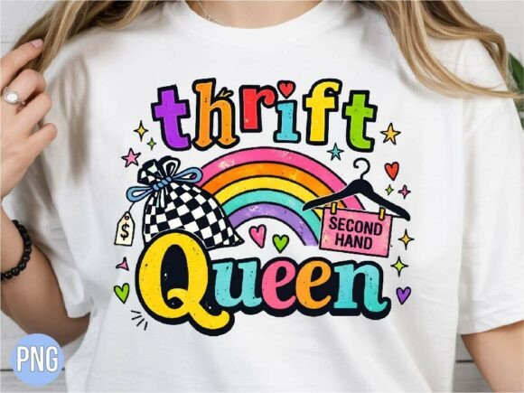 Download Retro Thrift Queen Rainbow Design PNG - Design Collection